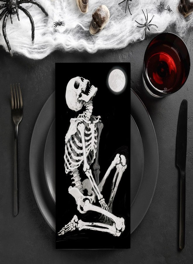 Whaline 50Pcs Halloween Guest Napkins Disposable Spooky Skeleton Paper Napkin Black Dinner Hand Napkins for Home Kitchen Bathroom Party Supplies Tableware Decor - Image 3